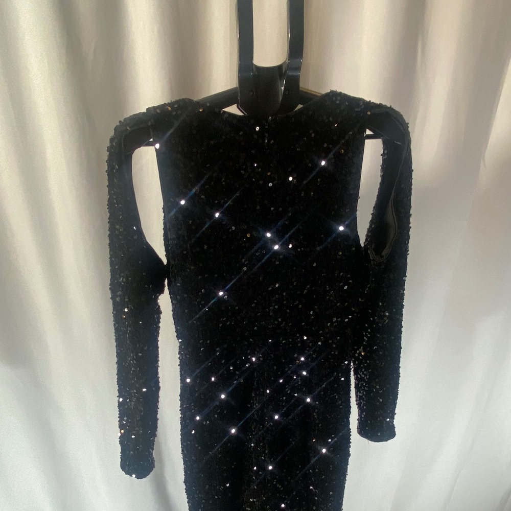 Fashion Nova Jaw Dropper Sequin Maxi Dress XL Black NWT Party Evening Glam